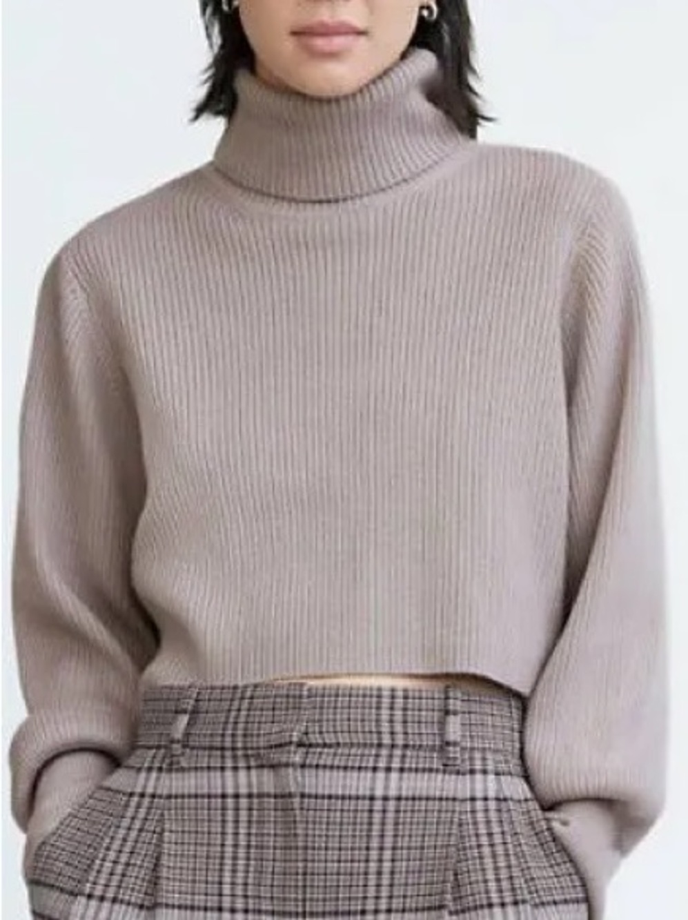 Aritzia Wilfred Rebecca Cropped Turtleneck Sweater in Heather Trace size S